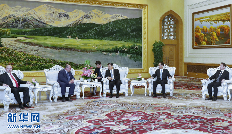 6月7日，中共中央政治局常委、中央書記處書記劉云山在北京會(huì)見金磚國家媒體高端論壇的媒體代表。新華社記者 鞠鵬 攝