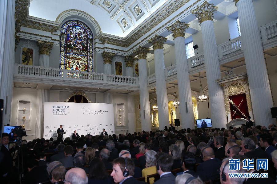 6月18日，國務院總理李克強在倫敦金融城市長官邸面向英國皇家國際問題研究所和國際戰略研究所兩大智庫發表題為《共建包容發展的美好世界》的演講。新華社記者 龐興雷 攝 