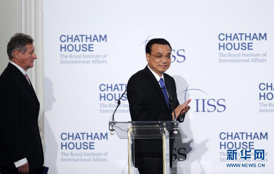 6月18日，國務院總理李克強在倫敦金融城市長官邸面向英國皇家國際問題研究所和國際戰略研究所兩大智庫發表題為《共建包容發展的美好世界》的演講。新華社記者 張鐸 攝