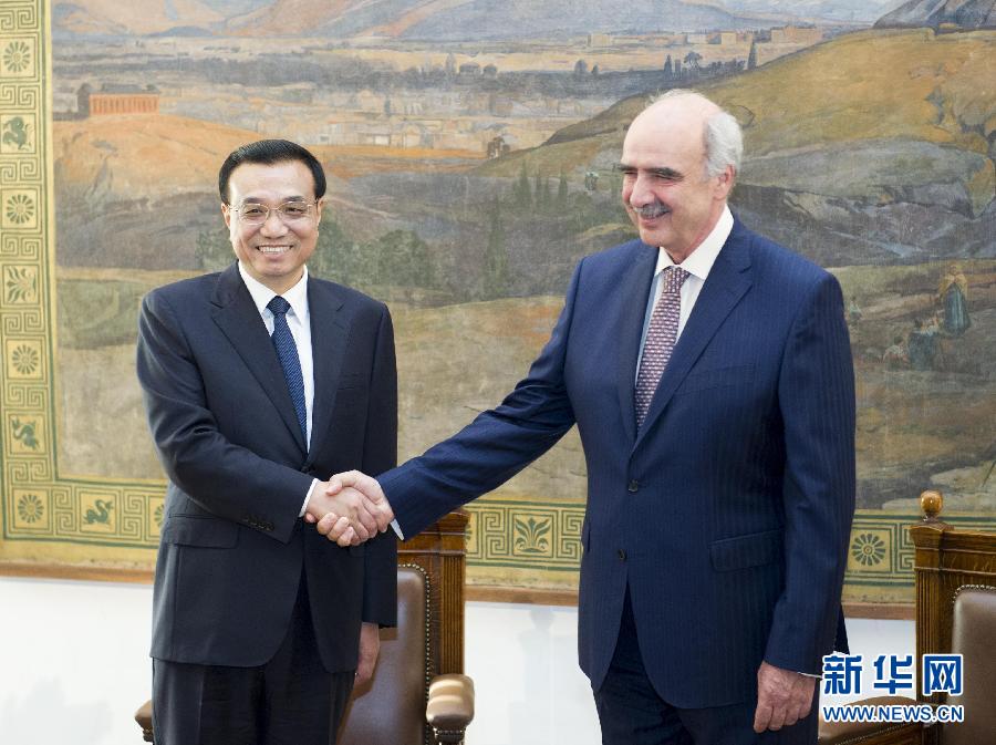 6月19日，國務(wù)院總理李克強(qiáng)在希臘議會(huì)大廈會(huì)見希臘議長米馬拉基斯。新華社記者 王曄 攝