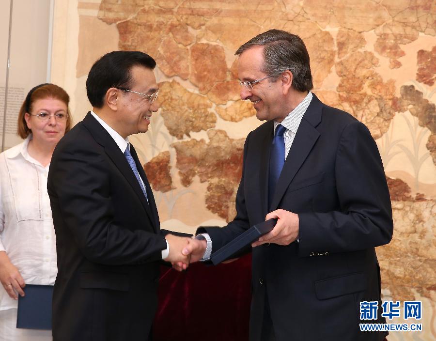 6月21日，國務院總理李克強與希臘總理薩馬拉斯共同出席希臘伊拉克利翁博物館新館開館儀式并發表講話。 新華社記者 龐興雷 攝
