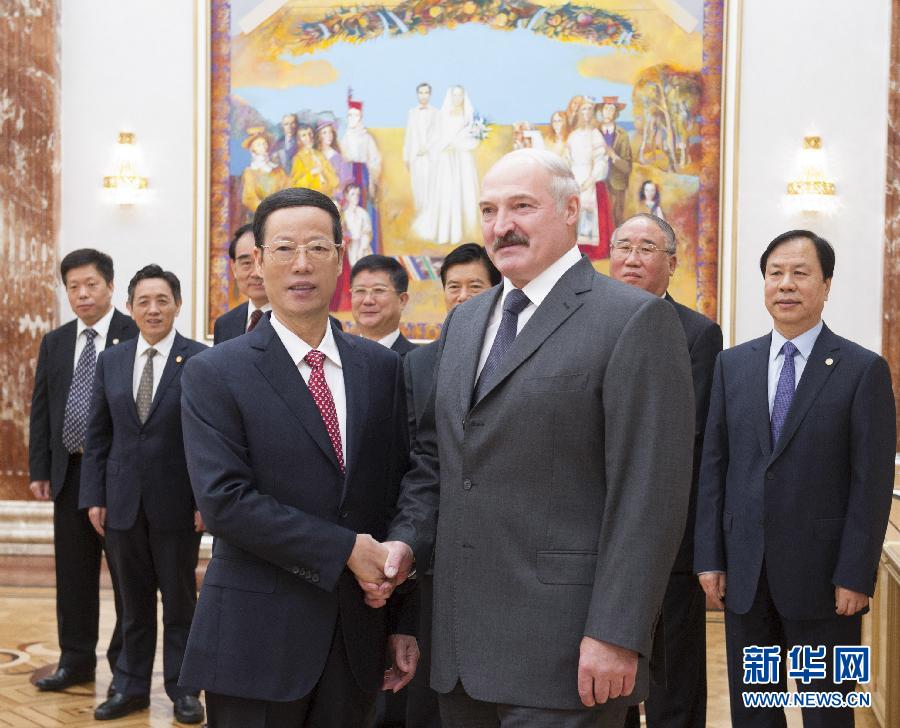 9月26日，應邀訪問白俄羅斯的國務院副總理張高麗在明斯克會見白俄羅斯總統盧卡申科。新華社記者王曄攝 